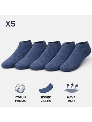 Tina Atelier 5çift Erkek-Kadın Düz Spor Sneaker Patik Çorap Unisex (Jean Set)