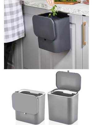 İndecor Houseware 15 Litre Fonksiyonel Kapaklı Banyo ve Mutfak Tezgahüstü Çöp Kovası Dolap ve Duvar Aparatlı 15 Lt.