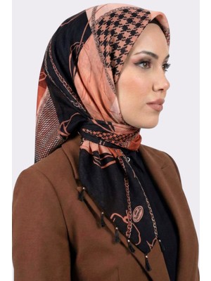 Hadiora Kadın Siyah Somon Zincir Desenli Inci Boncuklu Yazma
