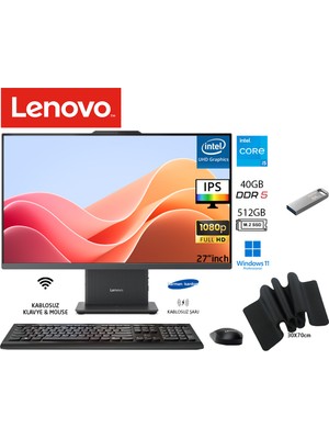 Lenovo ıdeacentre Aıo 27IRH9 Intel Core I5 13420H 40GB 512GB SSD Sıyah W11PRO 27" Fhd All In One Bilgisayar Duddı Mousepad+Usbbellek