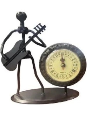 Nesever Store Müzisyen Western Style Dekoratif Metal Tasarım Masa Saati