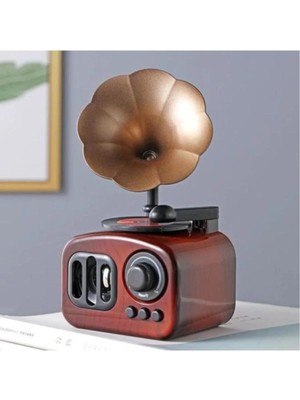 Nesever Store Dekoratif Nostaljik Dönen Plaklı Gramafon Müzik Kutusu