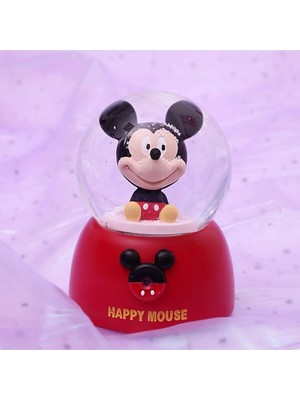 Nesever Store Mickey Mouse Temalı Orta Boy Işıklı Müzikli Kar Küresi-Kırmızı