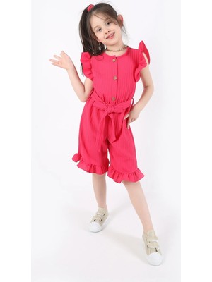 Aden Kids Kız Çocuk Kemerli Esnek Kumaş 4-12 Yaş Tulum