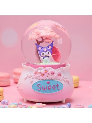 Nesever Store Kuromi Orta Boy Kar Küresi Işıklı, Müzikli, Pembe, 12X8