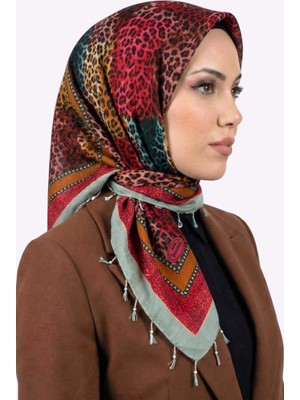 Hadiora Kadın Pembe Leopar Desenli Inci Boncuklu Yazma