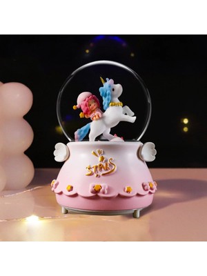 Nesever Store Unicorn Büyük Boy Kar Küresi Işıklı, Müzikli, Püskürtmeli Küre