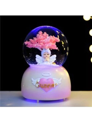 Nesever Store Özel Tatlı Dua Eden Melek Motifli Kar Küresi Işıklı Müzikli
