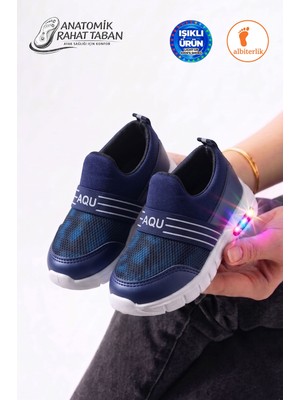 Albishoes Unisex Kız Erkek Bebek Bağcıksız Işıklı Kolay Giyim Fileli Yazlık Sneaker Spor Ayakkabı