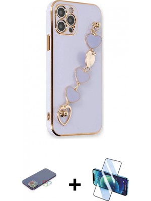 Pileli Store Pilelistore™ iPhone 12 Pro Kılıf Nova Işık Prime - Siyah 3D Antistatik Cam Ekran Koruyucu + Renkli Kamera Lens Koruma Cam - Mı