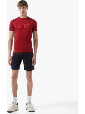 Lacoste Erkek Slim Fit Keten Siyah Bermuda Şort