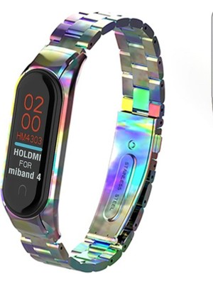 Newface Cosmotex New Xiaomi Mi Band 4 Metal Baklalı Kordon - Rainbow