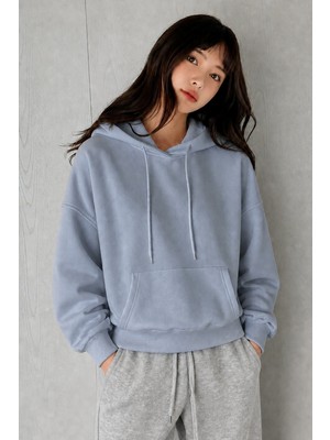 Tarz Cool Kadın Oversize Kapüşonlu Sweatshirt Rahat Kalıp Günlük Basic Hoodie
