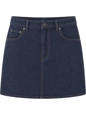 Mixray 4914 Kadın Ince Yazlık Denim Mini Şort Etek Lacivert