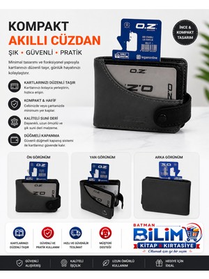 Oz Kompakt Kartlık Cüzdan – Düğmeli, Şık & Minimal