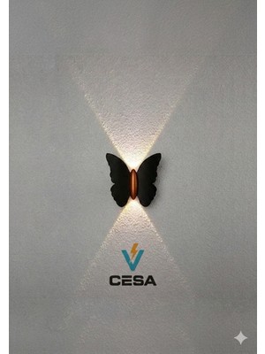 Cesaa Elektrik Elektrikli Kelebek Duvar Apliği LED Duvar Lambası Modern Dekoratif Aydınlatma Pilli Değildir
