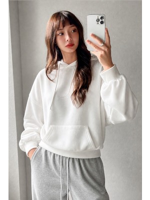 Tarz Cool Kadın Oversize Kapüşonlu Sweatshirt Rahat Kalıp Günlük Basic Hoodie