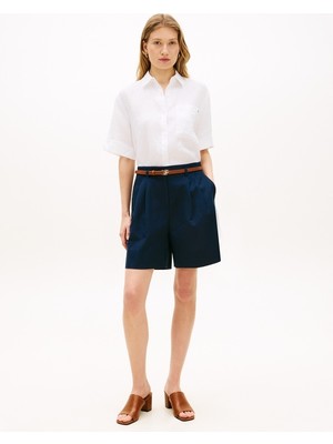 Tommy Hilfiger ShopINN Ess Lınen Ss Shırt Kadın Beyaz Kk Gömlek - WW0WW48925