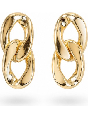 Serelya Pirinç Gold Renk Zincir Model Kadın Küpe