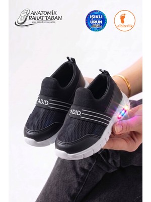 Albishoes Unisex Kız Erkek Bebek Bağcıksız Işıklı Kolay Giyim Fileli Yazlık Sneaker Spor Ayakkabı