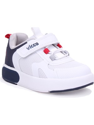 Vicco Babil 346B26Y130 Beyaz Lacivert Ortopedik Günlük Işıklı Erkek Çocuk Spor Ayakkabı