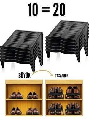 Nevamel® Turk 10 Lu Ayakkabı Rampası Yer Tasarruf Organizeri Mehle-Twin