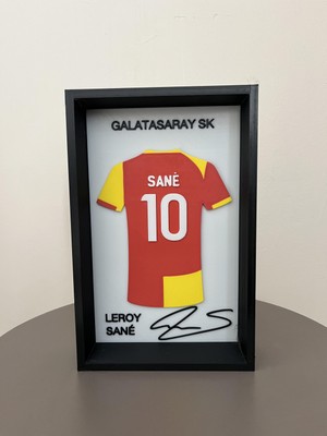 Reborn 3D Galatasaray Sk Leroy Sané Imzalı Forma Tablo 3D Çerçeveli Dekoratif Tablo 14X22