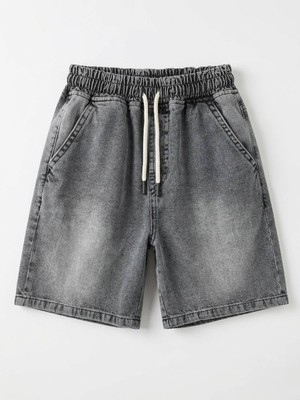 Erkek Çocuk Beli Lastikli Kordon Detaylı Denim Şort
