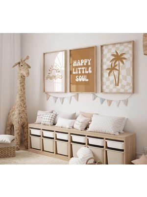Ninastore Mutlu Küçük Ruh Baskısı - Retro Sörf Temalı Çocuk Odası - Terracotta Bebek Odası Dekorasyonu -