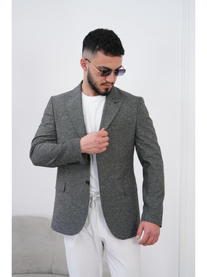 Dupont Erkek Keten Blazer Ceket Slim Fit Yazlık Nefes Alabilir