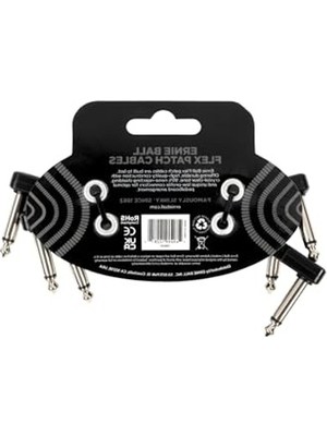 Aesco Ernıe Ball P06443 Flex Patch 3in- Cable -Black 3 Pack