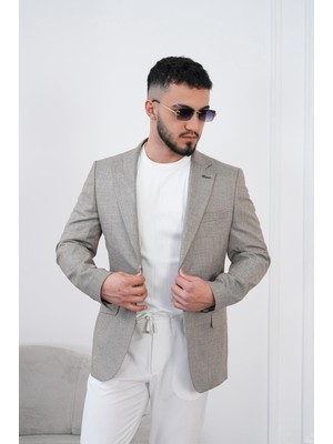 Dupont Erkek Keten Blazer Ceket Slim Fit Yazlık Nefes Alabilir