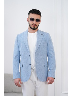 Dupont Erkek Keten Blazer Ceket Slim Fit Yazlık Nefes Alabilir