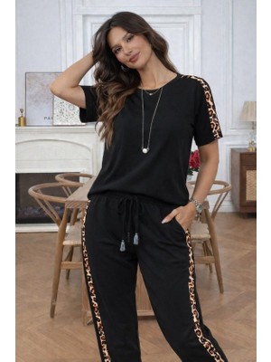 Veraura Lifestyle Kısa Kollu Bısıklet Yakalı Viskon Iki Iplik Bluz ve Pantolon Ikili Takım