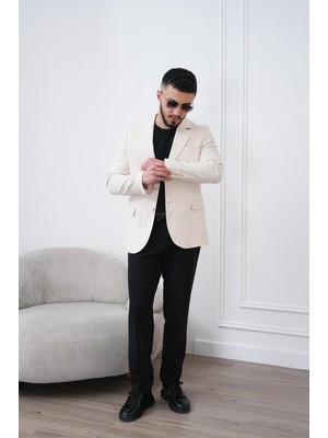 Dupont Erkek Keten Blazer Ceket Slim Fit Yazlık Nefes Alabilir