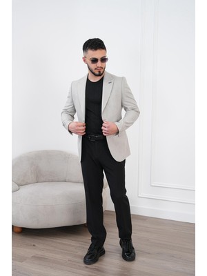 Dupont Erkek Keten Blazer Ceket Slim Fit Yazlık Nefes Alabilir