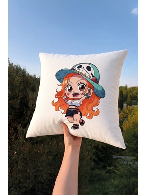 Charmbi Nami One Piece Kırlent Kılıfı 43X43 Anime Oyun Film Temalı Dekoratif Yastık Kılıfı Çift Taraf Baskılı