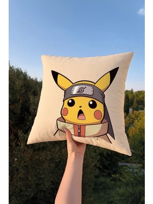 Charmbi Pikachu Naruto Anime Kırlent Kılıfı 43X43 – Oyun ve Film Temalı Dekoratif Yastık Kılıfı