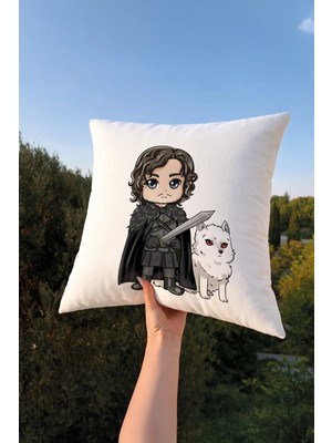 Charmbi John Snow Game Of Thrones Modern Kırlent Kılıfı 43X43 – Dekoratif Yastık Kılıfı Çift Taraf Baskı