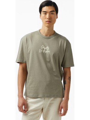 Guess Cn Patch At Back Mid Organic Heavy 205 Erkek Yeşil T-Shirt