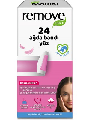 Remove Care 24'lü Yüz Ağda Bandı Hassas Ciltler İçin 28 Gün Süren Pürüzsüzlük Sağlar
