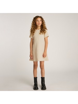 Calvin Klein Flare Cable Çocuk Bej Elbise