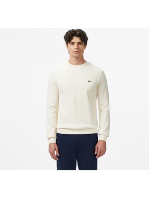 Lacoste Erkek Classic Fit Uzun Kollu Bisiklet Yaka Krem T-Shirt