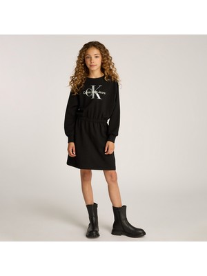 Calvin Klein Glitter Monologo Çocuk Siyah Elbise