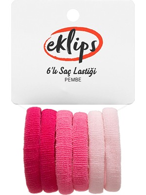 3 Adet Eklips 6'lı Saç Lastiği Pembe