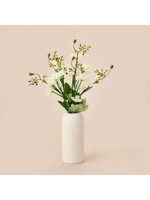 Q-Art Dekoratif Yapay Papatya - Beyaz - 34 cm