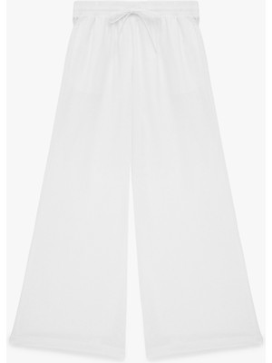 Koton Beli Lastikli Cepli Geniş Paça Keten Pantolon