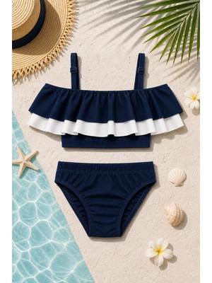 Beniizle Desenli Kız Çocuk Bikini Takımı