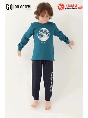 Roly Poly Premium Erkek Çocuk Moon Rahat Kalıp Pamuklu Uzun Kollu Paça Manşetli Pijama Takım