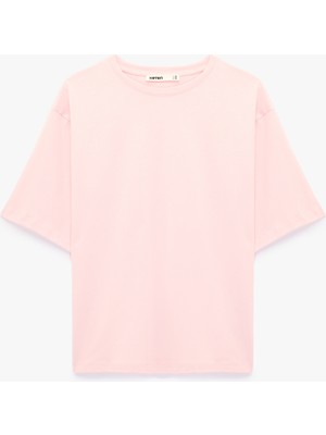 Koton Pamuklu Kısa Kollu Bisiklet Yaka Oversize Basic Tişört